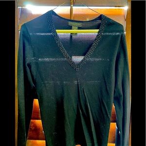 Beaded detail black light weight sweater